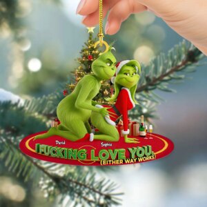 Alternative view of Personalized Merry Grinchmas Mr Mrs Ornament