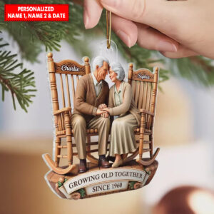 Alternative view of Personalized Going Old Together Couple Christmas Ornament