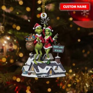 Personalized Grinch Naughty Or Nice Couple Christmas Ornament