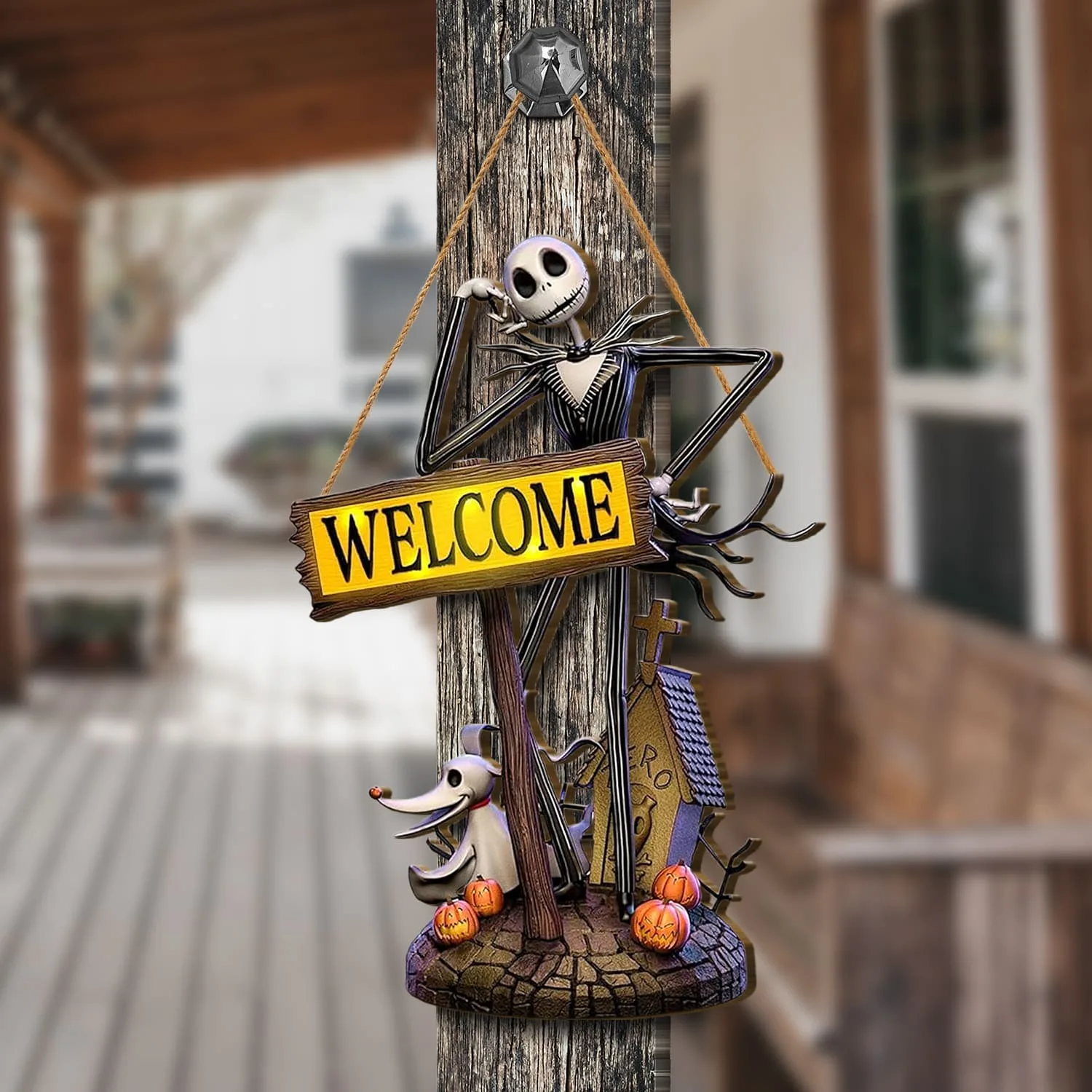 Jack Nightmare Before Christmas Welcome Wood Sign - Image 2