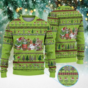 Grinch Christmas Drink Christmas Knitted Sweater