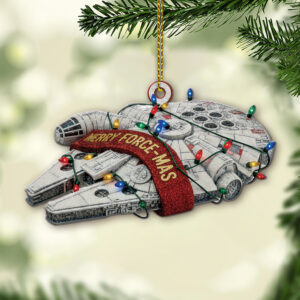 Alternative view of Star War Millennium Falcon Merry Force-Mas Christmas Ornament
