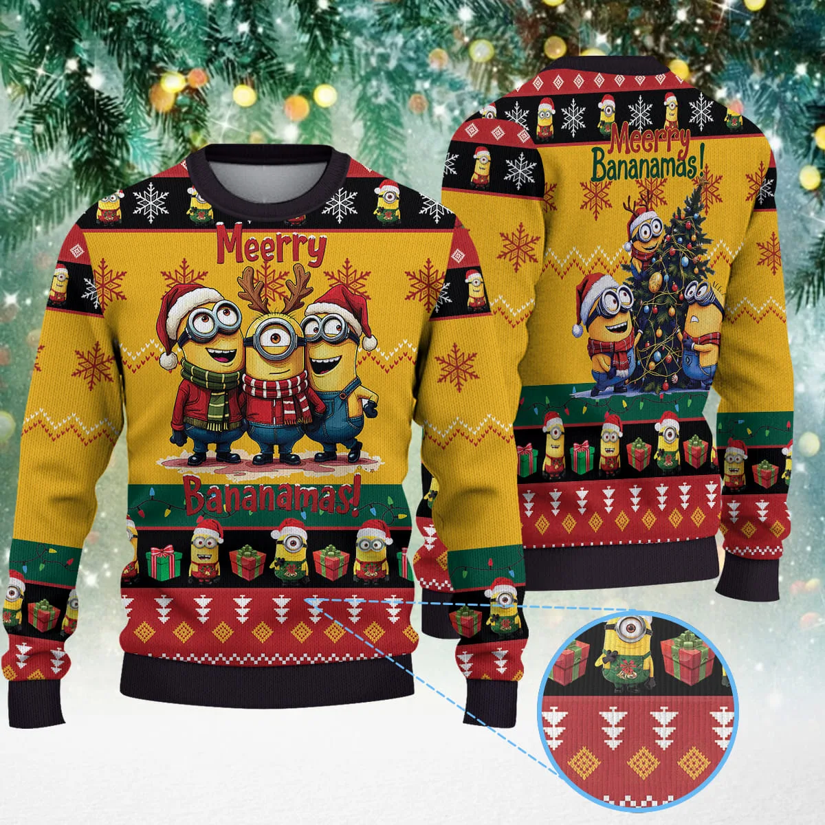Minions Christmas Tree Christmas Knitted Sweater