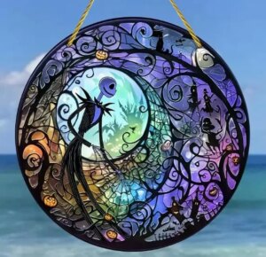 Alternative view of Jack Skellington Stained Glass Window Hanging