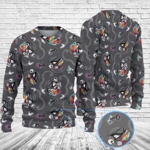 Nightmare Before Christmas Jack and Sally Christmas Knitted Sweater