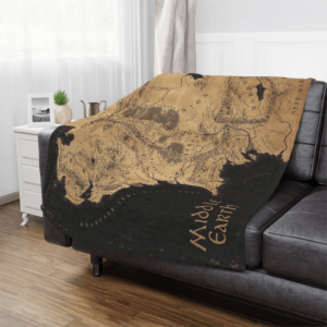 Alternative view of Tolkien Fantasy Map Middle-earth LOTR Blanket