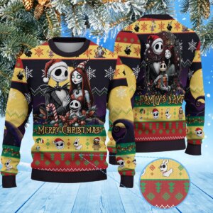 Gothic Christmas Skeleton Family Nightmare Jack and Sally Christmas Knitted Sweater