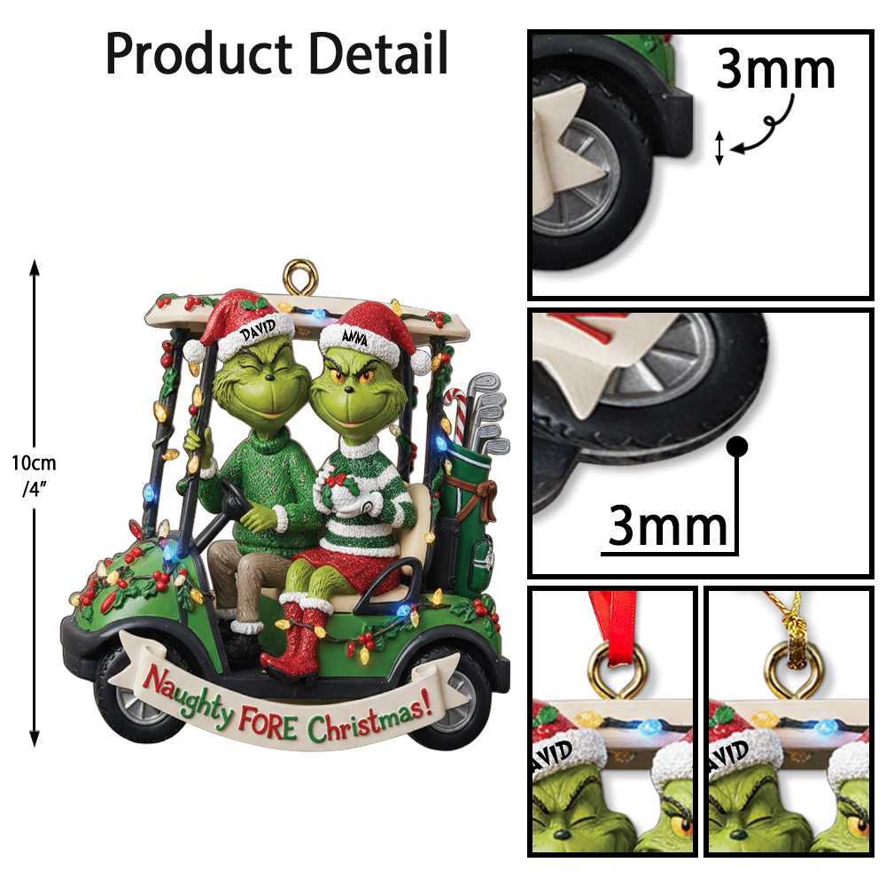 Personalized Golf Grinch Couple Naughty Christmas Ornament - Image 7