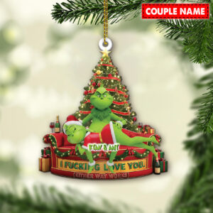 Alternative view of Personalized Green Monster Couple I  Love You - Either Way Works Christmas Ornament