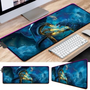 Alternative view of Godzilla monster LED Desk Mat
