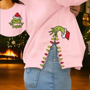 Alternative view of Custom Grinch Side Bow Cut-Out Sweatshirt