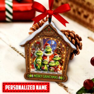 Alternative view of Personalized Grinch Merry Grinchmas Family Ornament