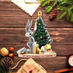 Alternative view of Personalized Bunny Couple Christmas Ornament