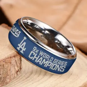 Alternative view of Los Angeles Dodgers Silver Tungsten Rings