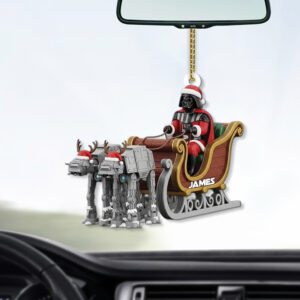 Alternative view of Personalized Darth Vader with AT-AT Reindeer Christmas Ornament