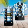 Bavaria Traditional Lederhosen Costume Blue Plaid Pattern with Edelweiss Flowers Hawaiian Shirt