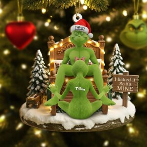 Personlized I Licked It So It's Mine Grinchmas Ornament Style 1