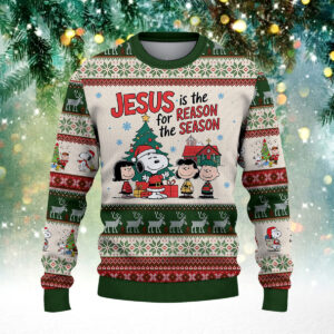 Alternative view of Jesus Is The For Reason the Season Christmas Knitted Sweater