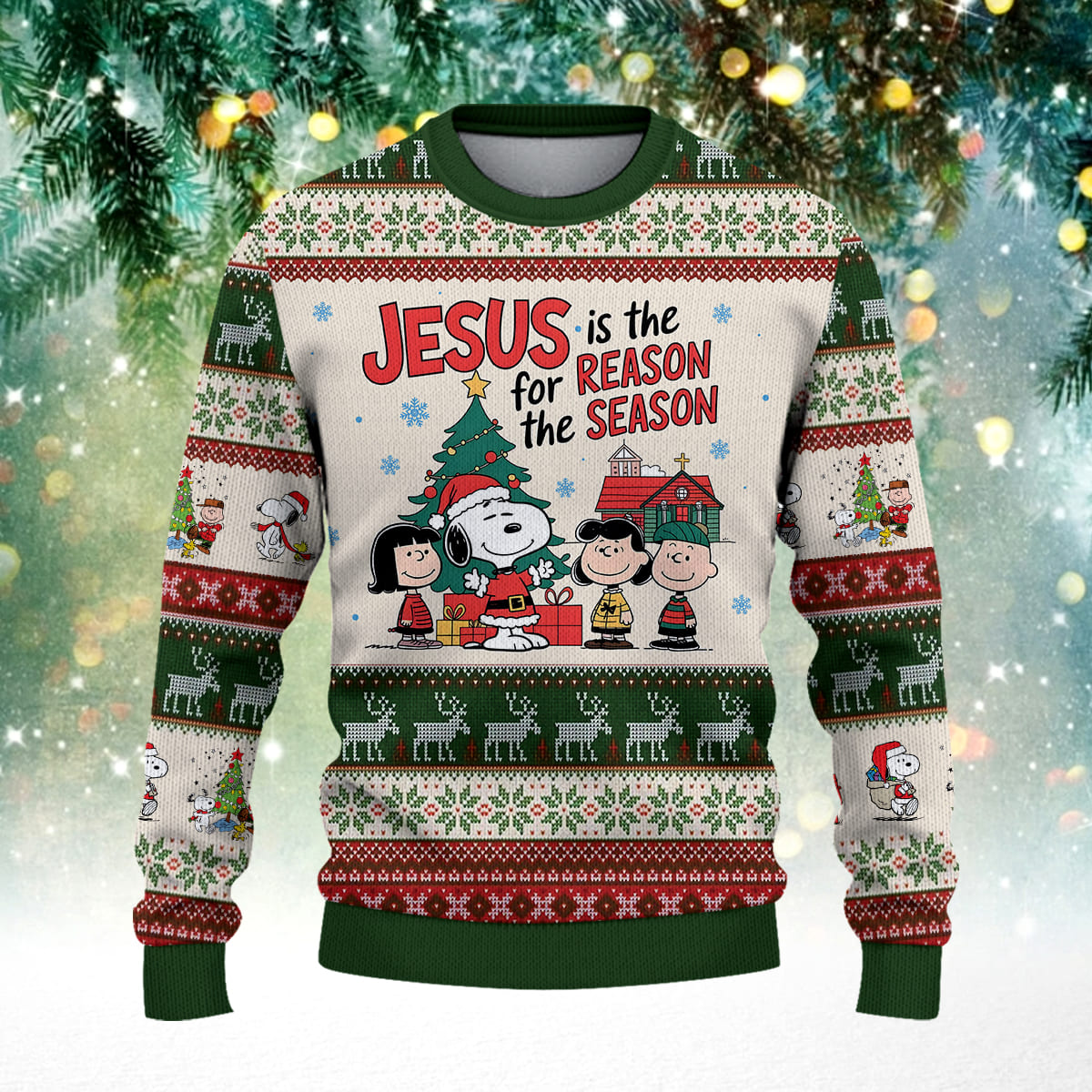 Jesus Is The For Reason the Season Christmas Knitted Sweater - Image 2