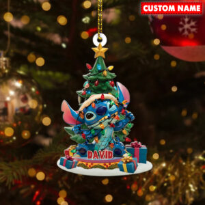 Personalized Stitch With Christmas Light Christmas Ornament