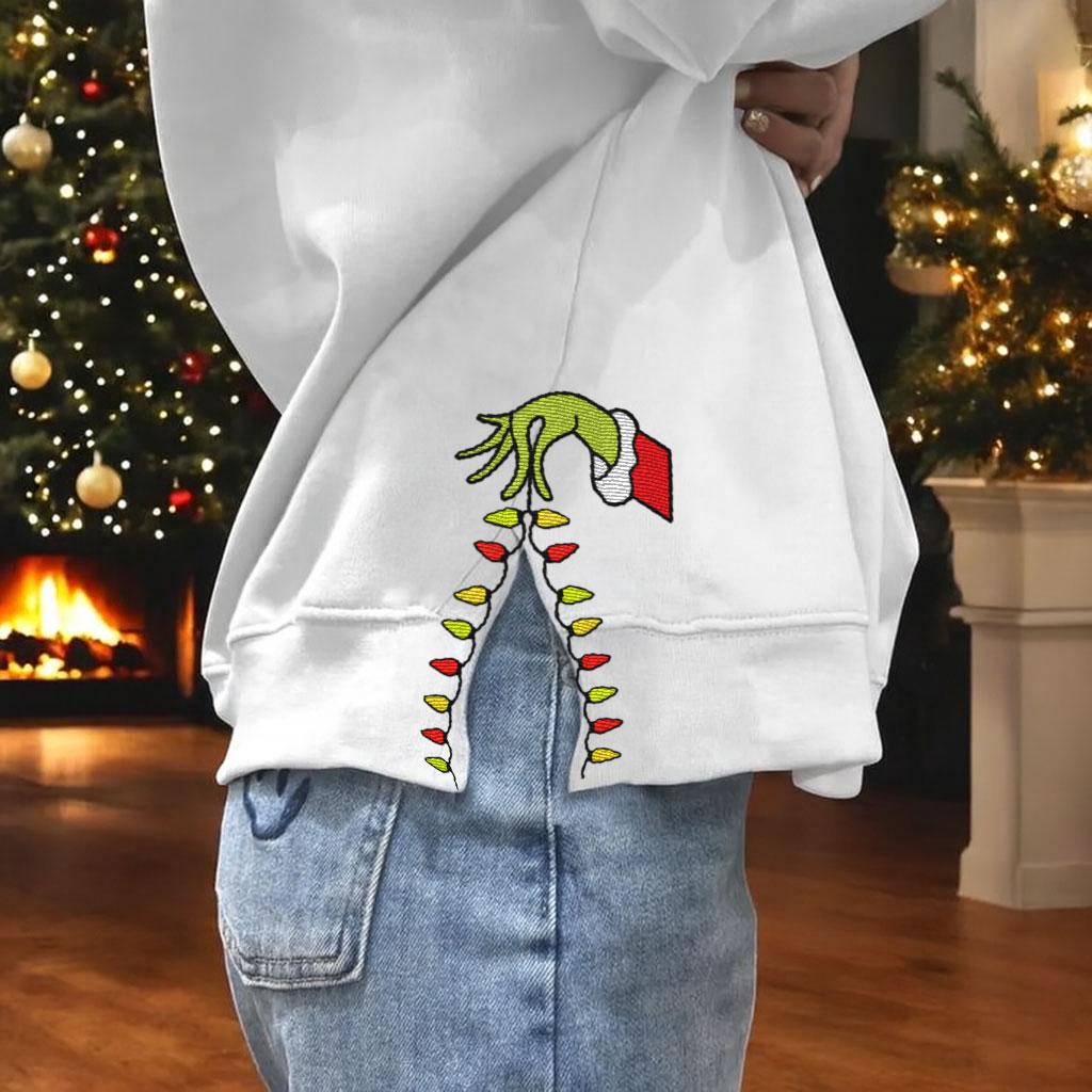 Custom Grinch Side Bow Cut-Out Sweatshirt - Image 5