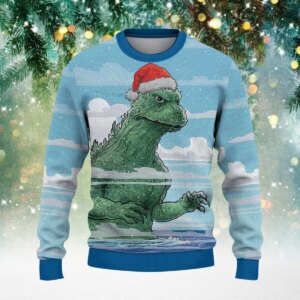 Alternative view of Godzilla Version 2 Christmas Knitted Sweater