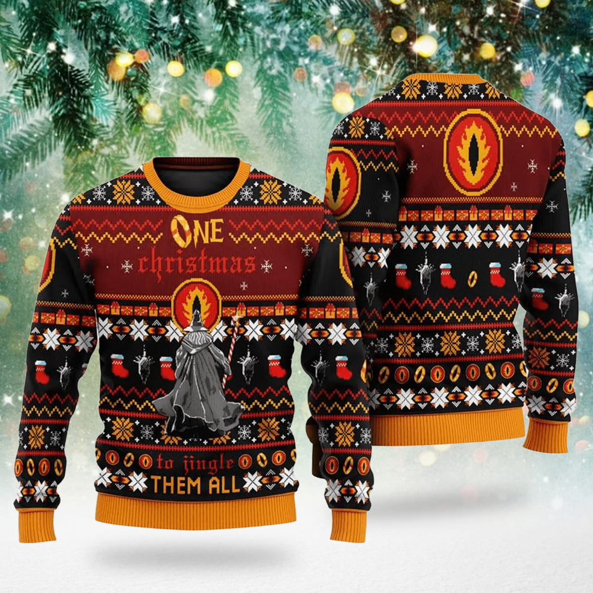 One Christmas To Jingle Them All Gandalf The Lord Of Ring Christmas Knitted Sweater