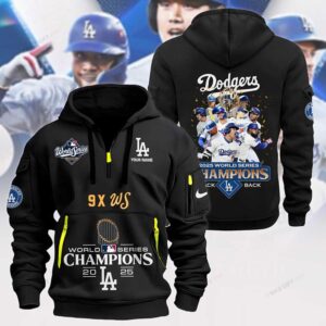 Alternative view of Los Angeles Dodgers 2025 World Series Champions 2D Quarter Zip Hoodie
