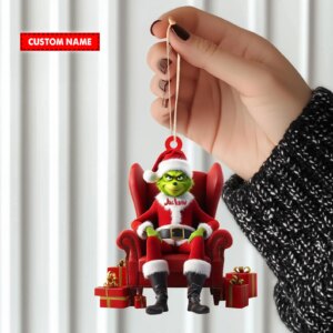 Alternative view of Personalized Grinch Christmas Ornament