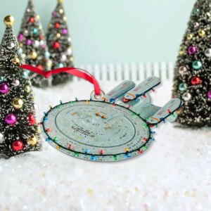 Alternative view of Star Trek U.S.S. Enterprise NCC-1701-D With Christmas Lights Christmas Ornament