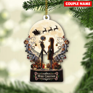 Personalized The Nightmare Before Christmas Couple Jack And Sally Christmas Ornament
