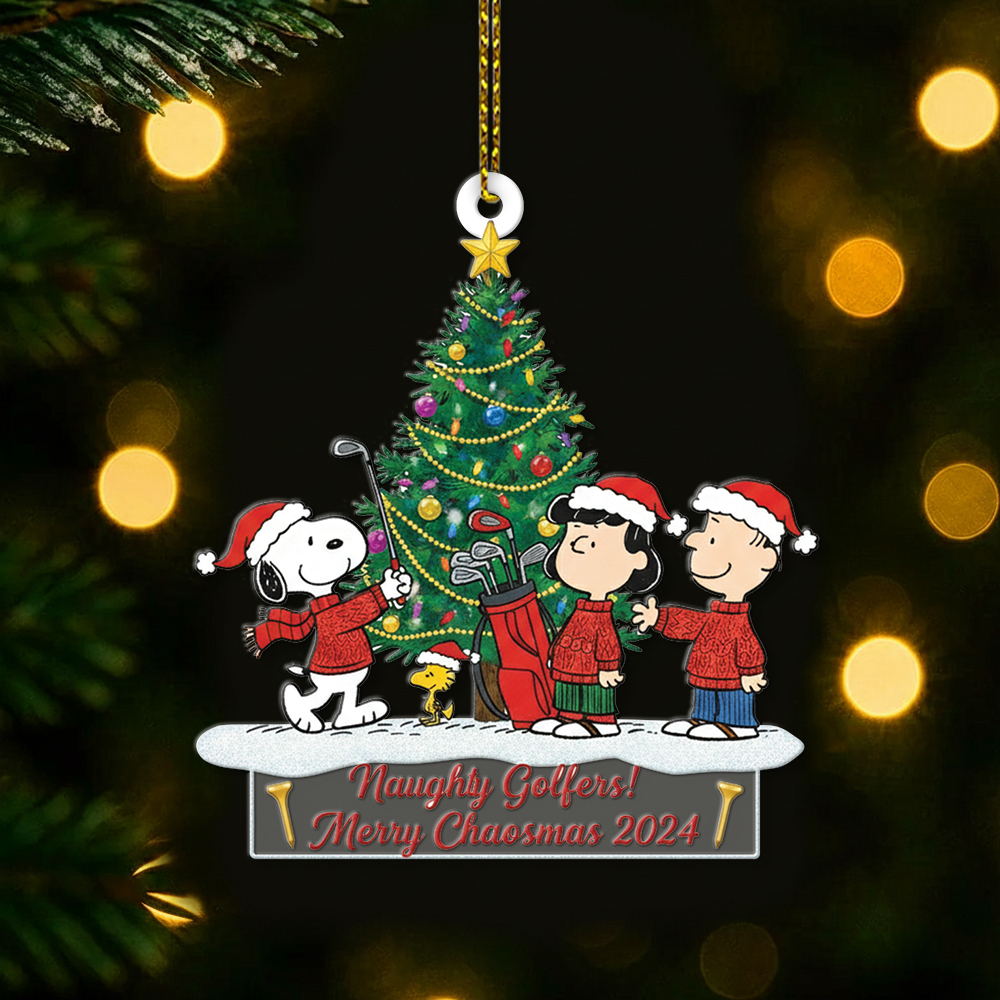 Snoopy Naughty Golfers Merry Chaosmas Christmas Ornament