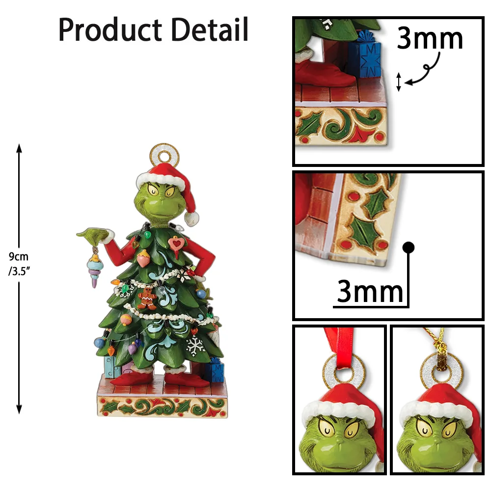 Personalized Grinch Dressed As Tree Christmas Ornament - Image 6
