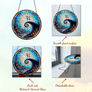 Alternative view of Nightmare Before Christmas Jack And Sally Stained Glass Suncatcher