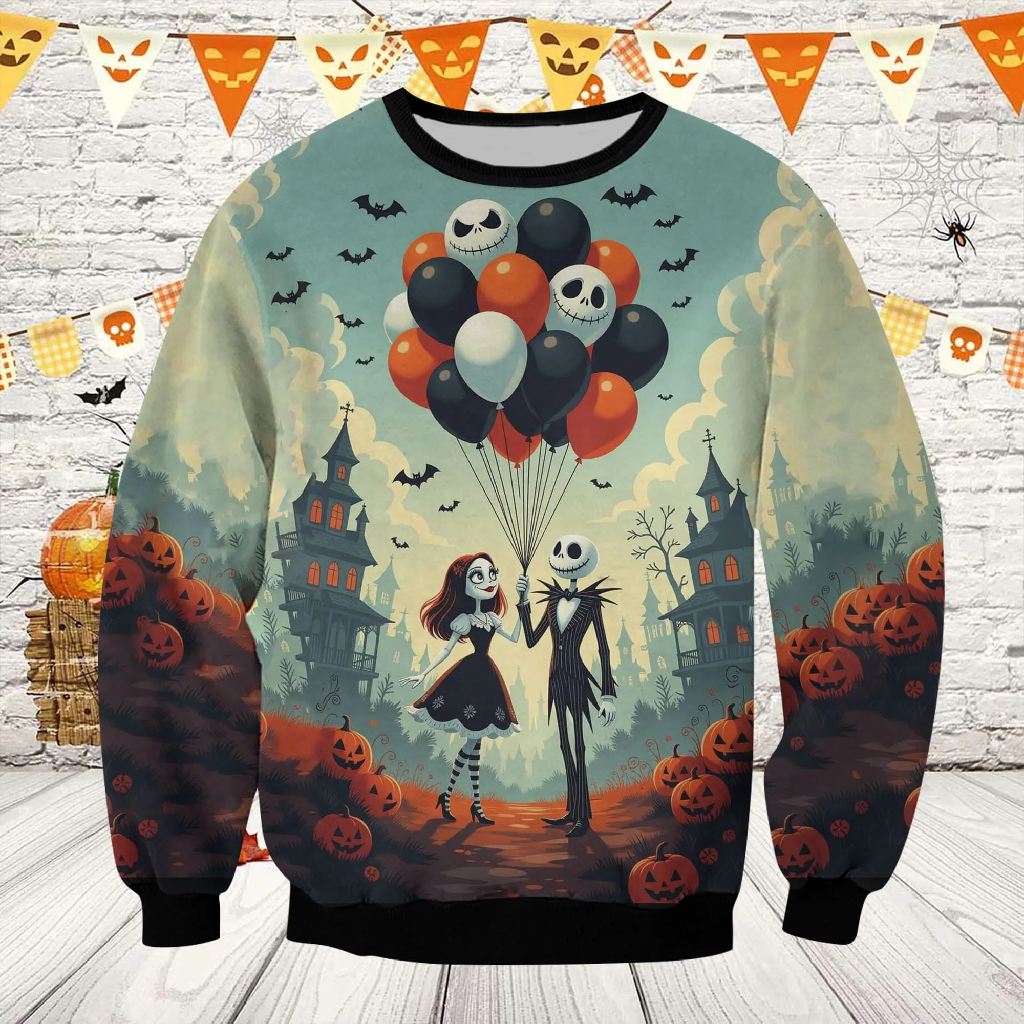 "Date Night" Jack Skellington and Sally , Nightmare Before Christmas Unisex Sweatshirt - Image 2
