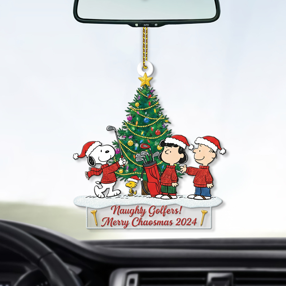 Snoopy Naughty Golfers Merry Chaosmas Christmas Ornament - Image 6