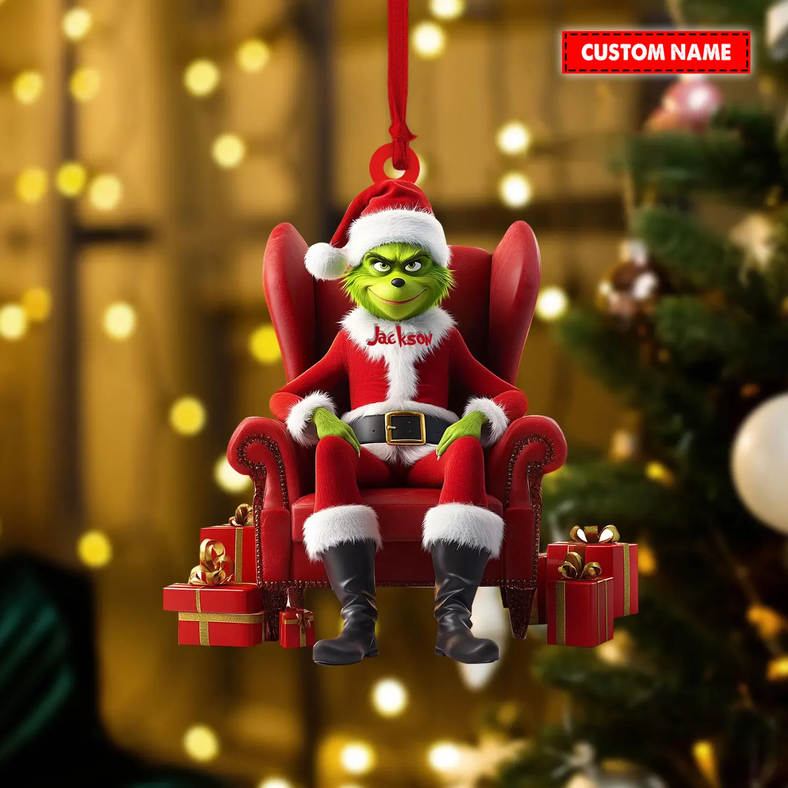 Personalized Grinch Christmas Ornament