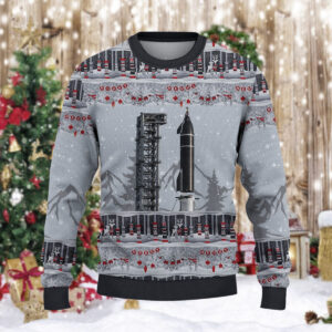 Alternative view of SpaceX Starship SN20 Super Heavy Booster BN4 Christmas Knitted Sweater
