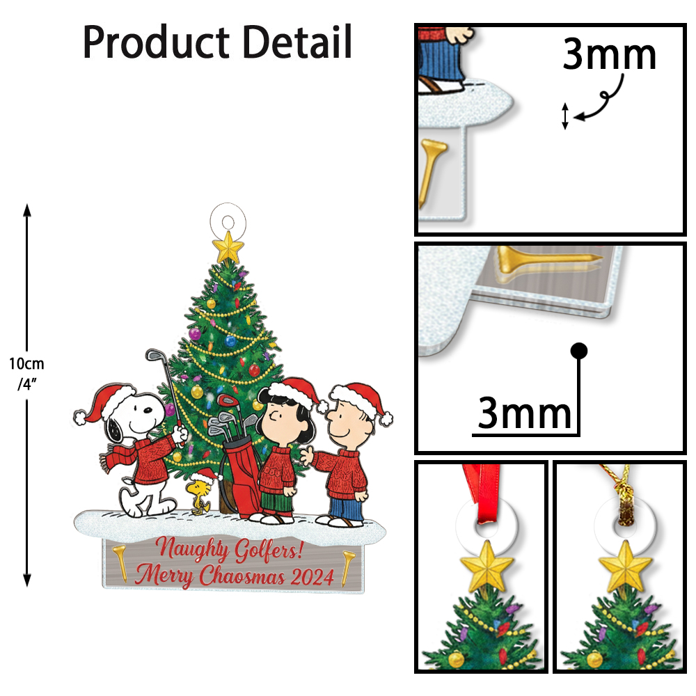 Snoopy Naughty Golfers Merry Chaosmas Christmas Ornament - Image 8