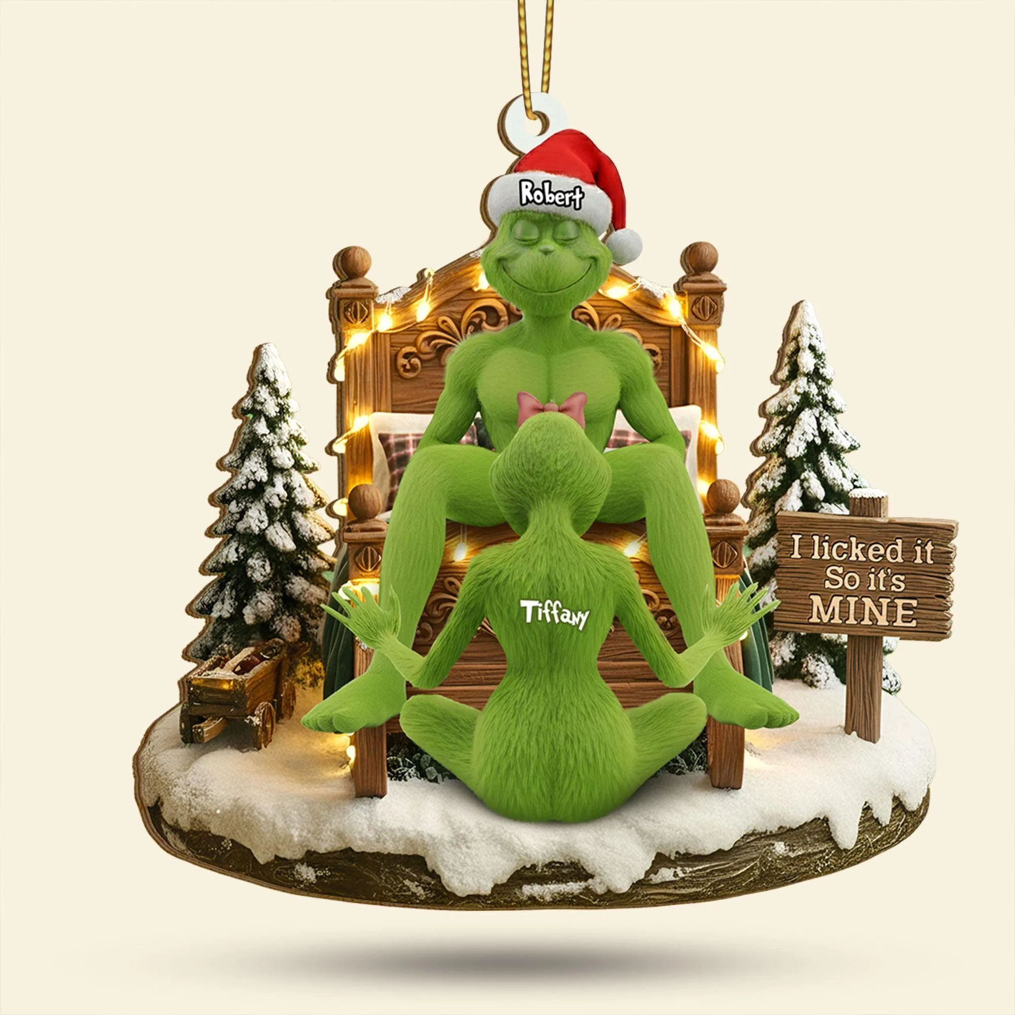 Personlized I Licked It So It's Mine Grinchmas Ornament Style 1 - Image 2