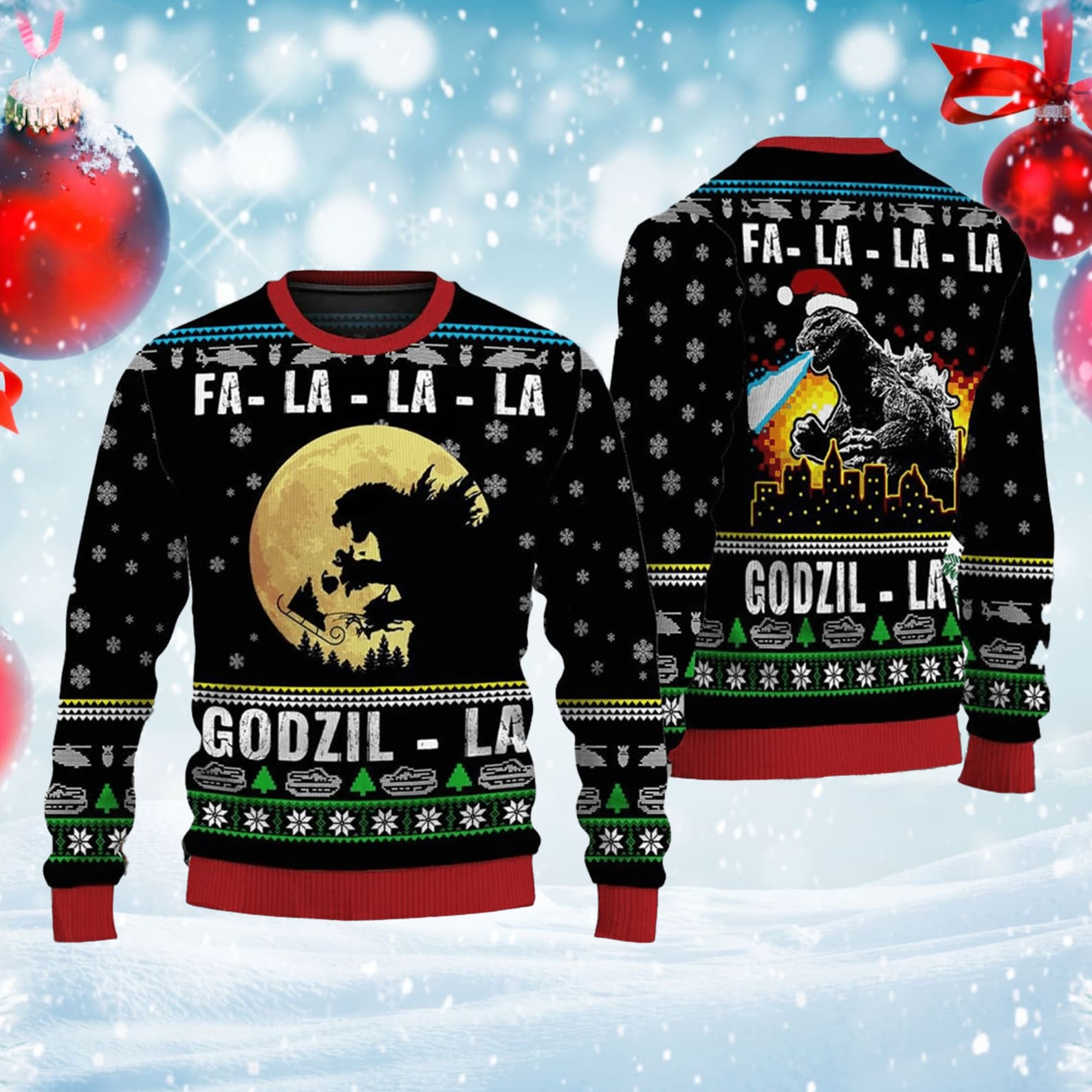 Godzilla Fa-la-la-la Christmas Knitted Sweater