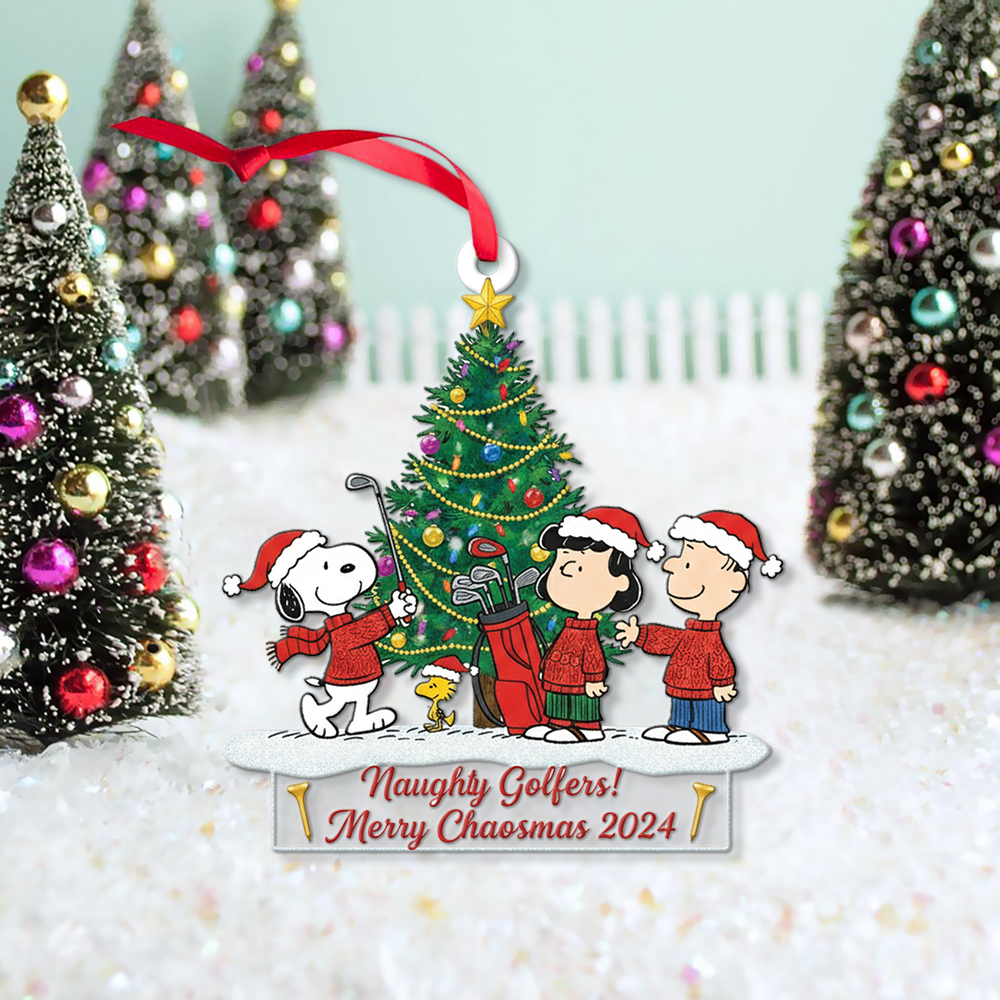 Snoopy Naughty Golfers Merry Chaosmas Christmas Ornament - Image 5