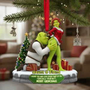 Personalized Cheeky Kisses Couple Christmas Ornament