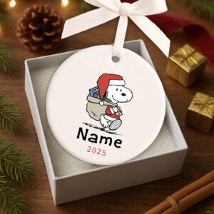 Alternative view of Personalized Snoopy Christmas Ornament 2025