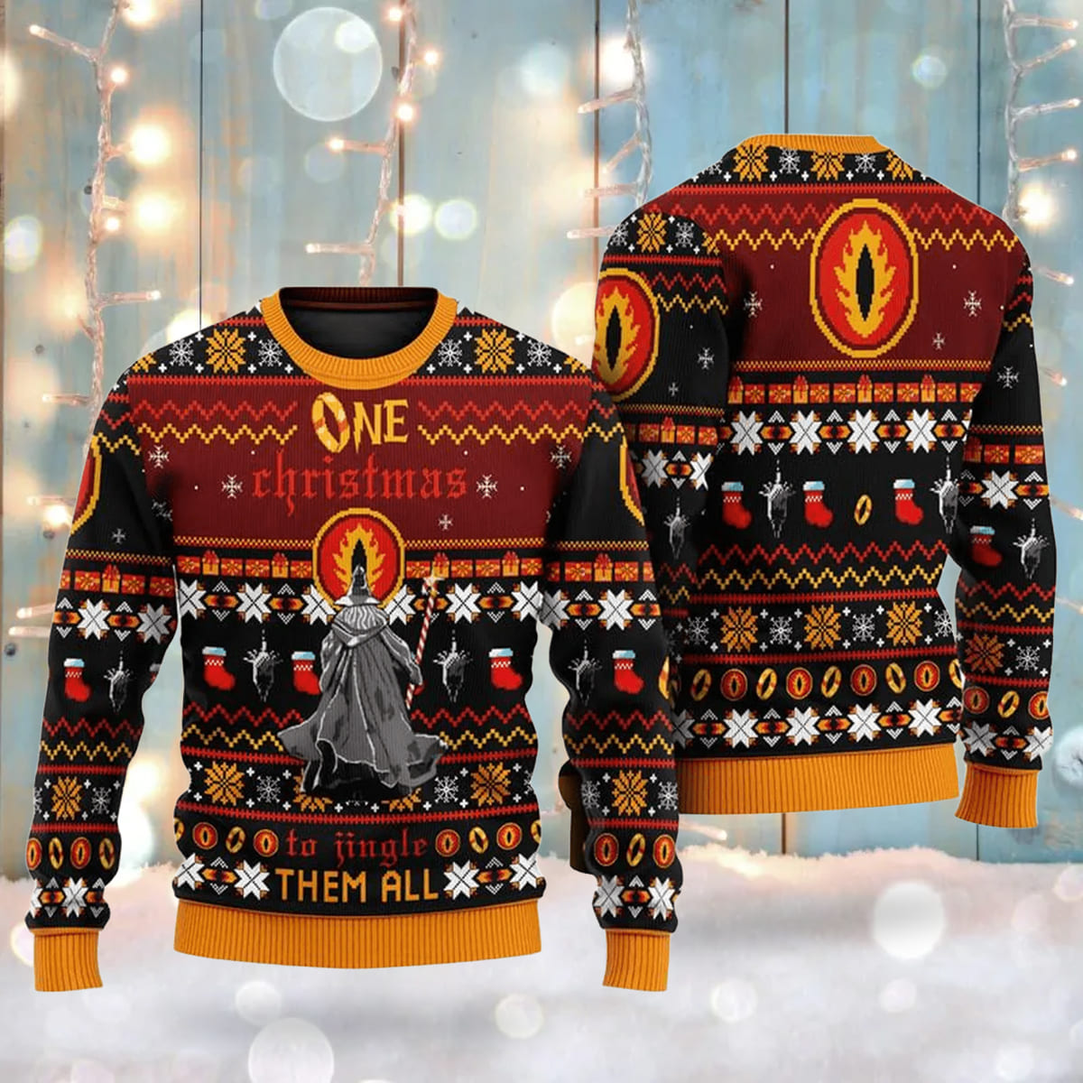One Christmas To Jingle Them All Gandalf The Lord Of Ring Christmas Knitted Sweater - Image 2