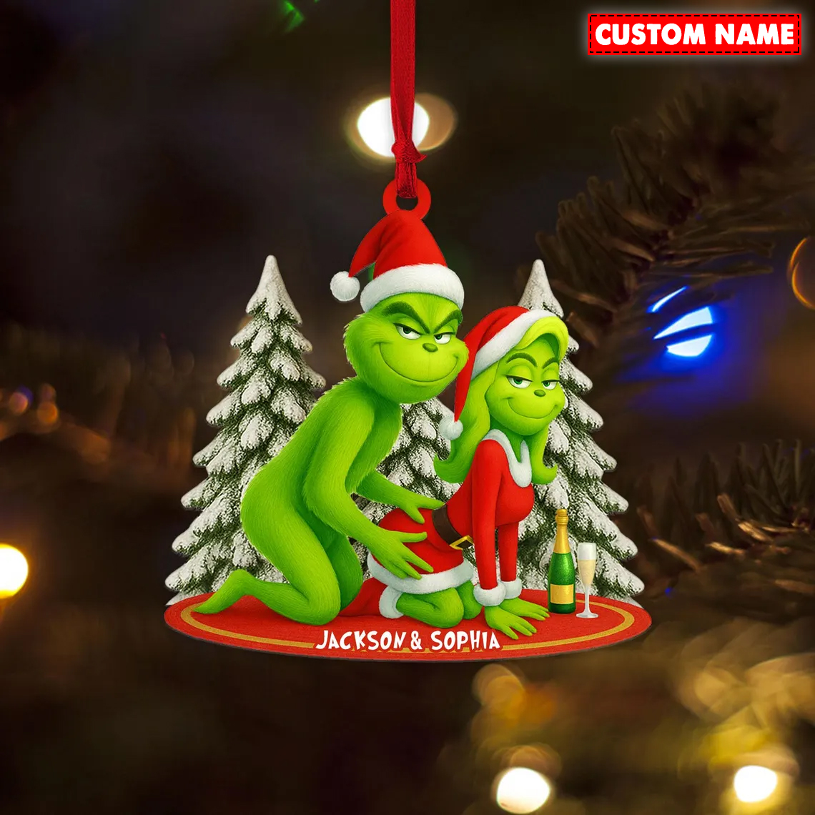 Personalized Funny Green Monster Couple Christmas Ornament 115400 - Image 5