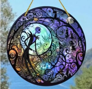 Jack Skellington Stained Glass Window Hanging