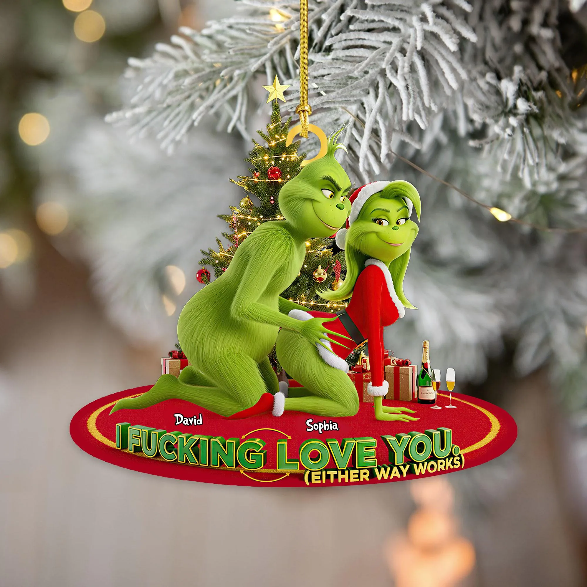 Personalized Merry Grinchmas Mr Mrs Ornament - Image 3