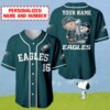 Personalized Name And Number Charlie Brown And Snoopy Philadelphia Eagles - NFL Super Bowl Champions Baseball Jersey