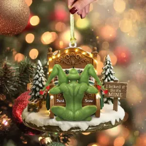 Personalized Grinch Couple I Licked It So It’s Mine Grinchmas Ornament Style 2